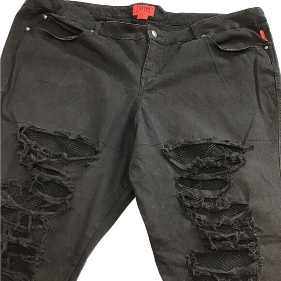 Tripp NYC Denim Daang Goodman Denim Plus Black Distressed Denim Jeans Size 28 - Picture 4 of 13